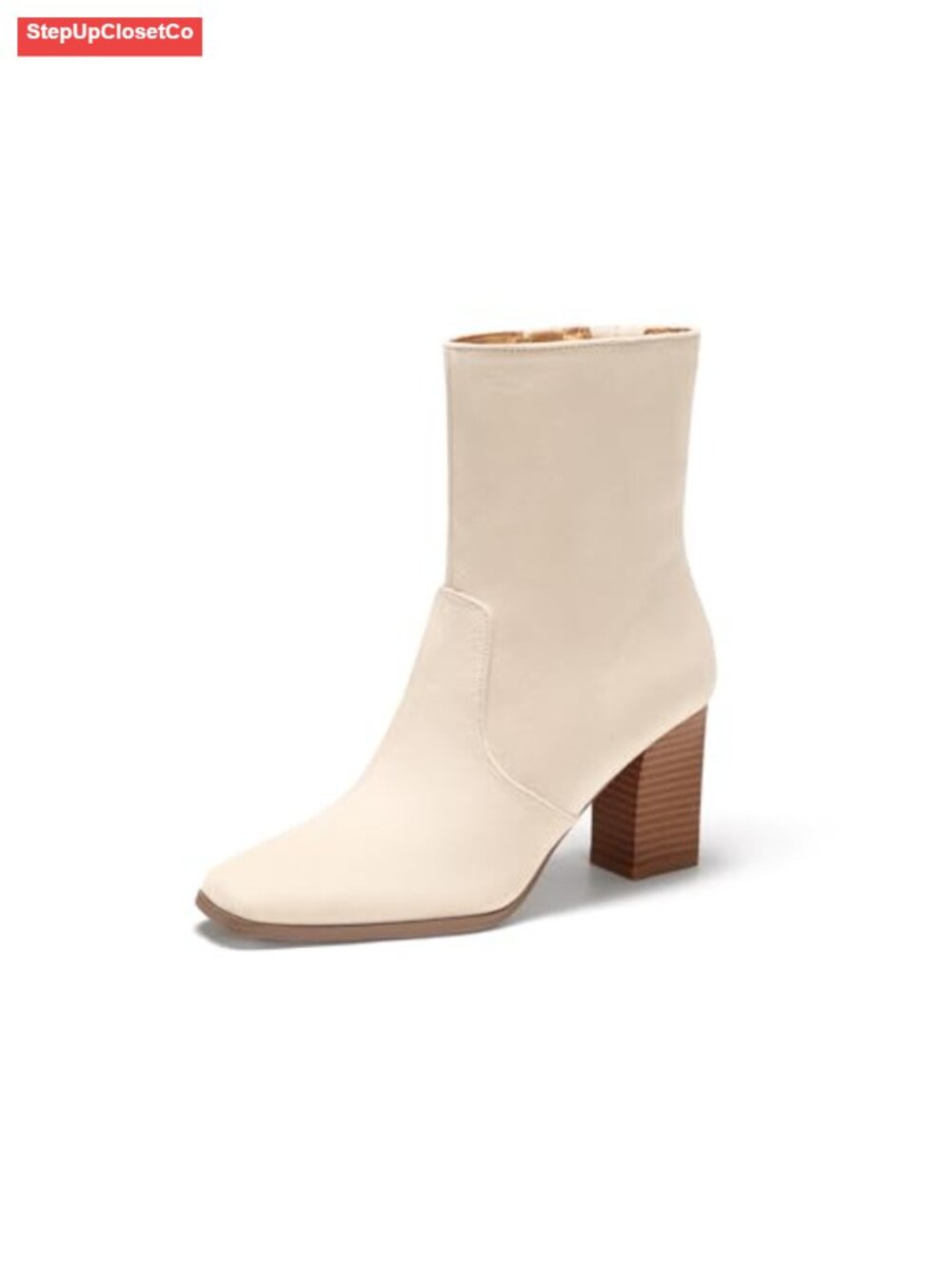 Chunky Block Heel Ankle Boots Square Toe Faux Suede Side Zip Women's Booties